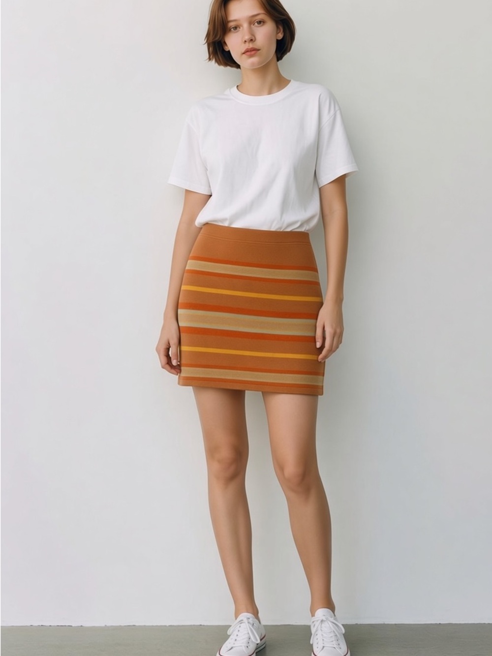 Toad&Co Striped Knit Mini Skirt in Orange and Mustard Yellow Size Small